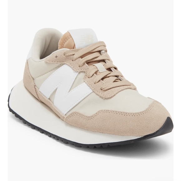 New Balance Beige and White Sneakers